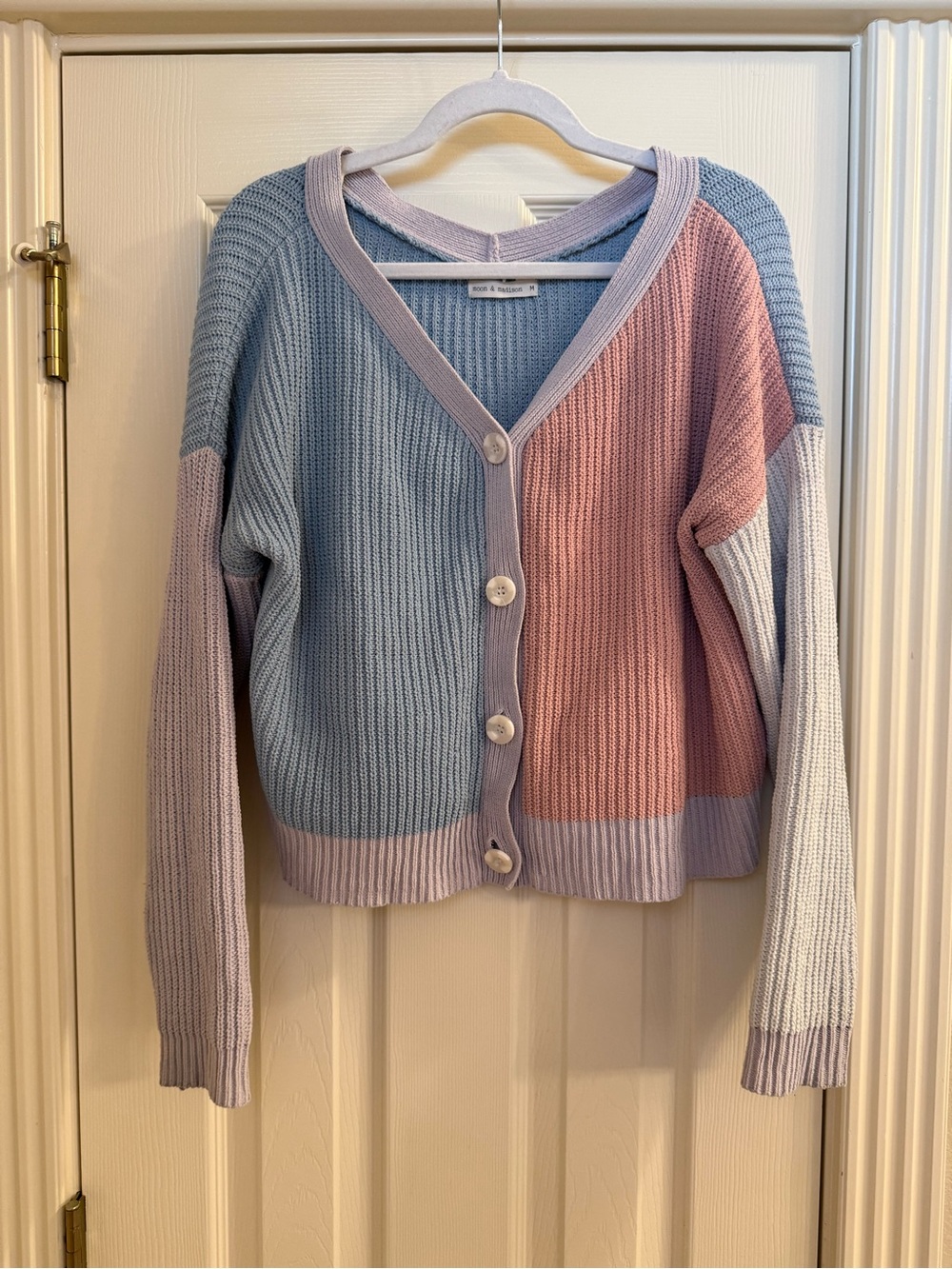 Moon & Madison Women’s Color Block Button Sweater Cardigan Size M